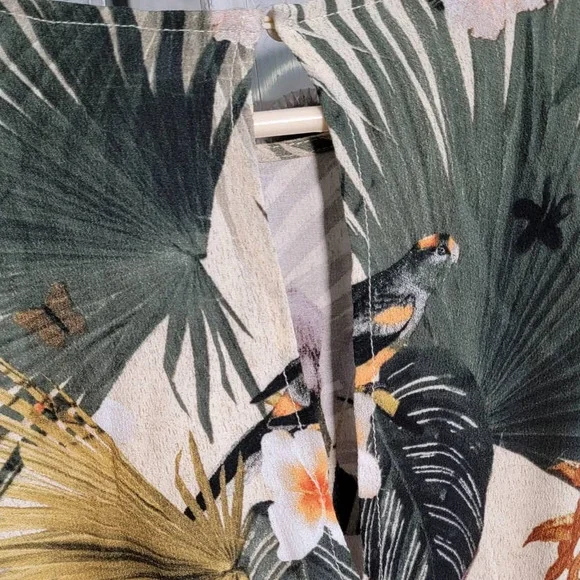 H&M Tropical Safari Bird Palm Leaf Butterfly Floral Print Dress Size 4 - Picture 6 of 9